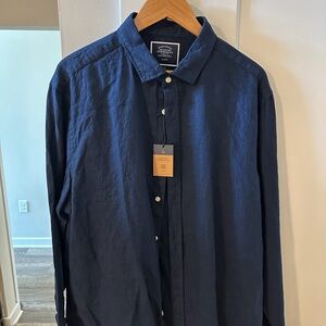 Charles Tyrwhitt Dark Blue Casual Button Down Shirt